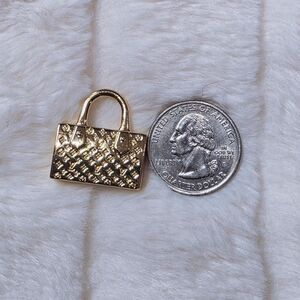 Gold Quilted Mini Tote Charm for Women Jewelry